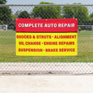 Complete Auto Reparatie Vering Remmen Motor Spandoek