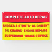Complete Auto Reparatie Vering Remmen Motor Spandoek (Horizontaal)