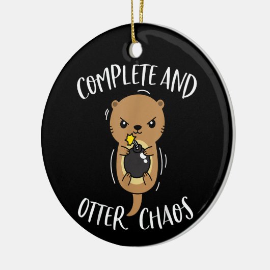 Complete en Otter Chaos Funny Cute Zee Otter Pun Keramisch Ornament (Links)