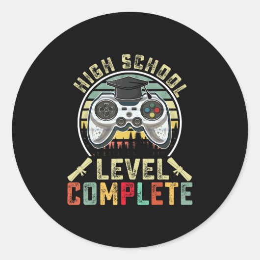 Complete gamer-school op hoog niveau Afstuderen Ronde Sticker (Voorkant)