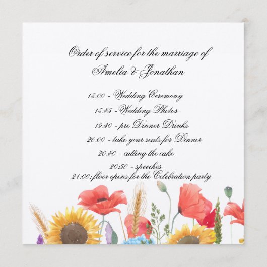 Completely Customisable Program/ Order of servie Programmakaart (Voorkant)