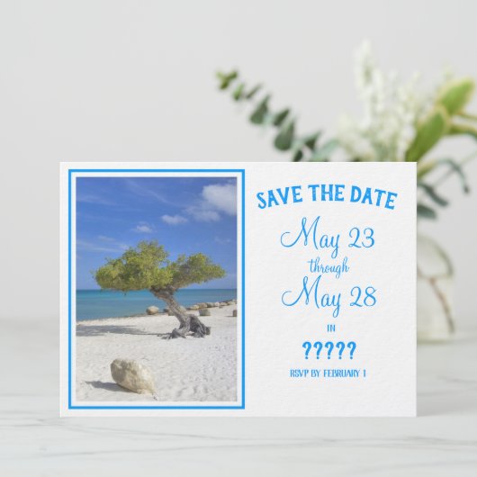 Completely Editable Save the Date Aruba Divi Tree Kaart (Staand voorkant)