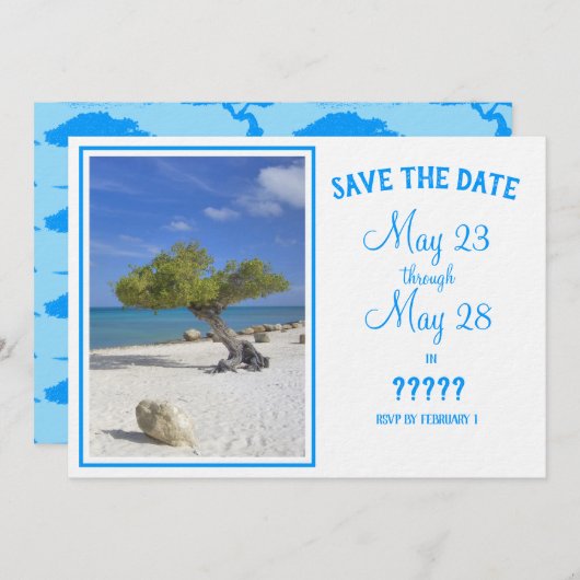 Completely Editable Save the Date Aruba Divi Tree Kaart (Voorkant / Achterkant)