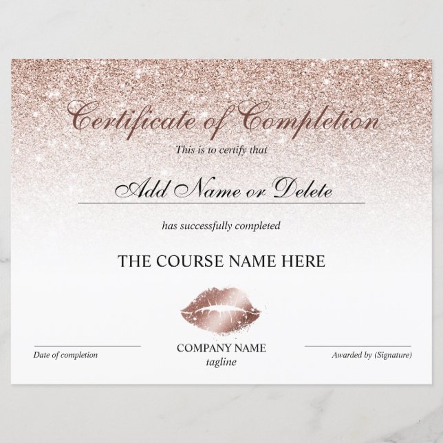 Completion Award - lippen verzinnen (Voorkant)