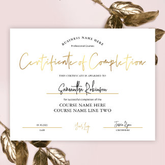 Completion Faux Gold Beauty Award