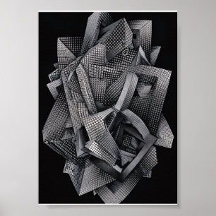 Complex Architecturaal Fractal Monochroom Geometri Poster