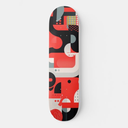 Complex design met vormen en stippen persoonlijk skateboard (Voorkant)