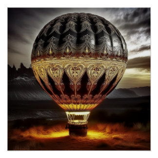Complex Design On Semi Transparent Hot Air Balloon Perfect Poster