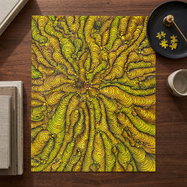 Complex Intrigerende Psychedelische Geelgroene Dra Legpuzzel
