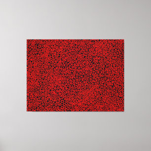 Complex netwerk - Rood op zwart Canvas Afdruk