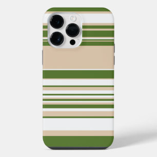 Complex Strepen - Wit, Zand en Palm Groen iPhone 14 Pro Max Hoesje