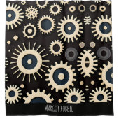 Complex tandwielen beige geometrisch patroon douchegordijn (Voorkant)