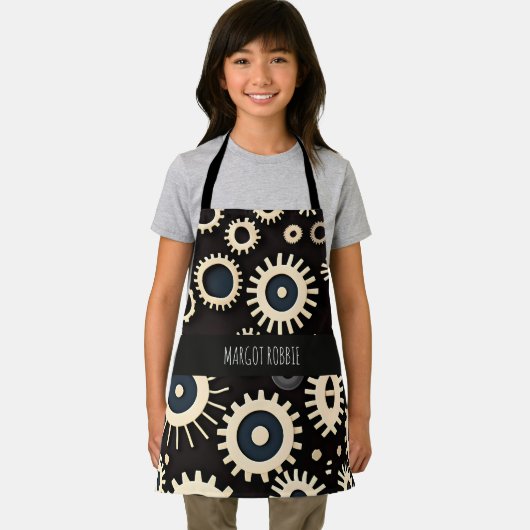 Complex tandwielen beige geometrisch patroon schort (Insitu)