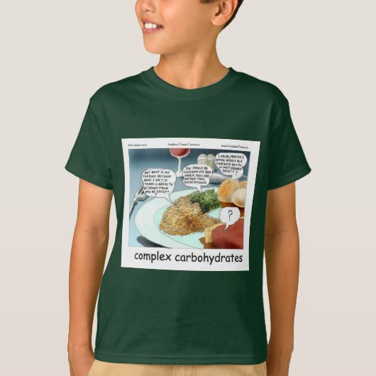 Complexe Carbs Grappige Filosofie Foodie Comic T-shirt (Voorkant)