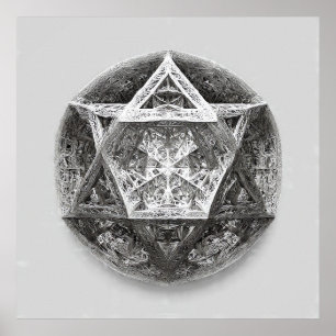 Complexe geometrische lijnkunst: Icosaëder oneindi Poster