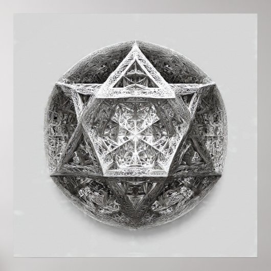Complexe geometrische lijnkunst: Icosaëder oneindi Poster (Voorkant)