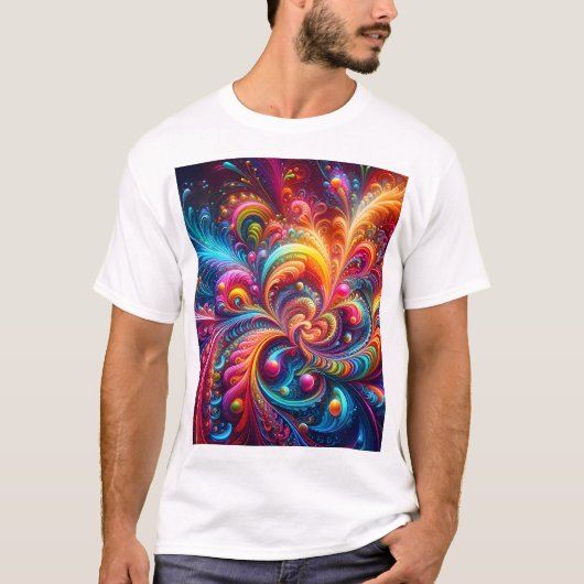 Complexe geometrische moderne kunst levendig natuu t-shirt (Voorkant)