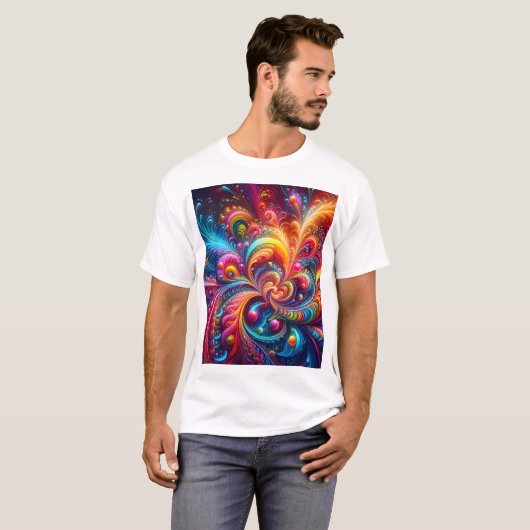 Complexe geometrische moderne kunst levendig natuu t-shirt (Voorkant volledig)