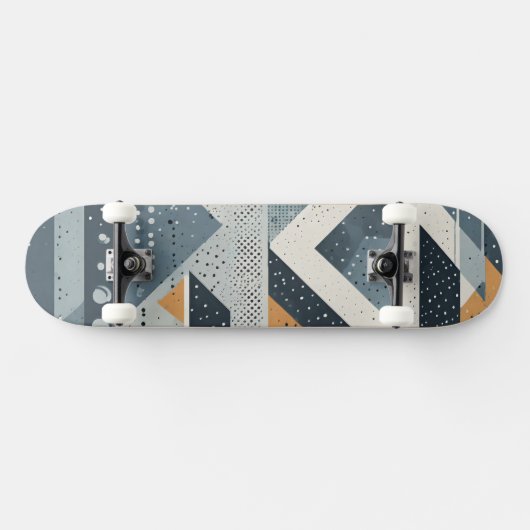 Complexe geometrische vormen in grijs persoonlijk skateboard (Horizontaal)