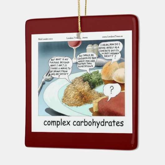 Complexe Koolhydraten Filosofie Foodie Comic Keramisch Ornament (Links)
