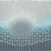 Complexe mesh achtergrond in blauw sticker (Voorkant)