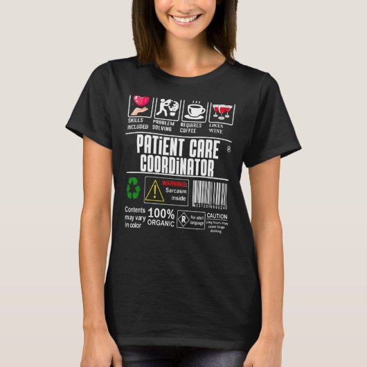 Complexe patiëntencoördinator tekent koffie t-shirt (Voorkant)
