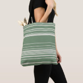 Complexe strepen in groen tote bag (Dichtbij)