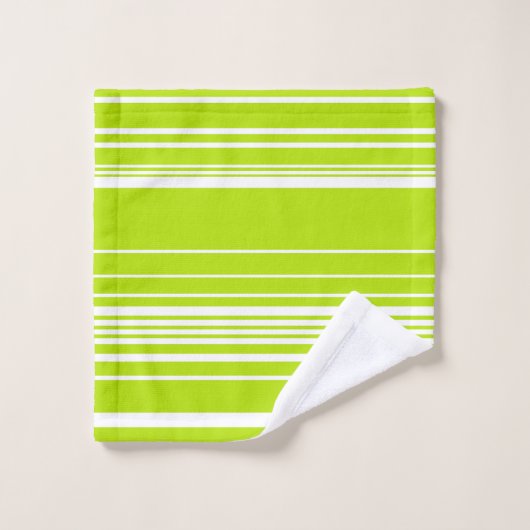 Complexe strepen in limoengroen en wit bad handdoek (Wasdoekje)