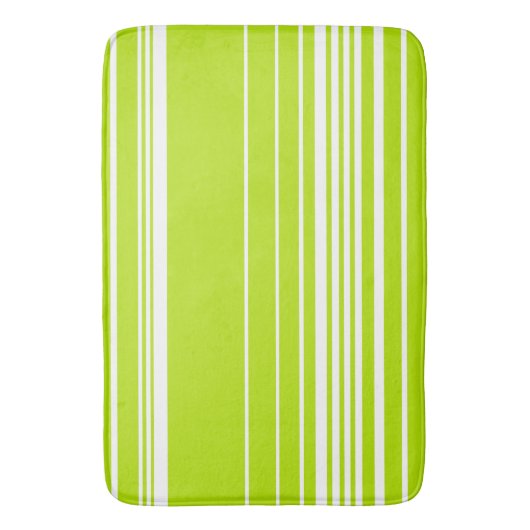Complexe strepen in limoengroen en wit badmat (Voorkant Verticaal)