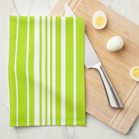 Complexe strepen in limoengroen en wit theedoek (Quarter Fold)