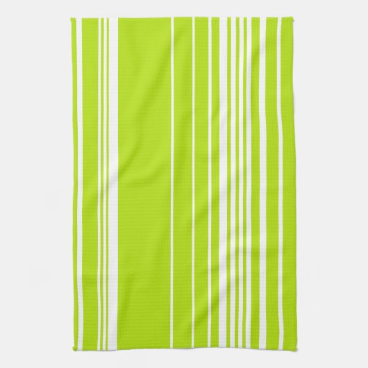 Complexe strepen in limoengroen en wit theedoek (Verticaal)
