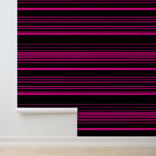 Complexe strepen - magenta en zwart behang