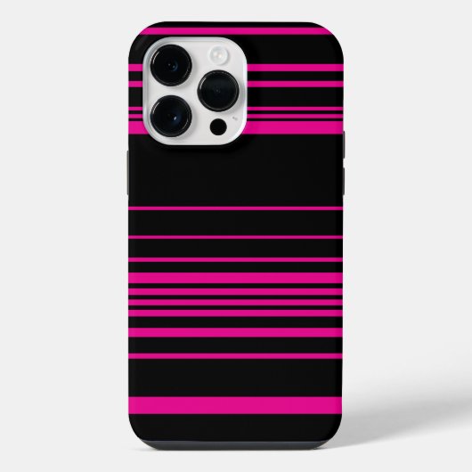 Complexe strepen - Magenta en Zwart iPhone Hoesje (Achterkant)