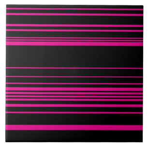 Complexe strepen - magenta en zwart tegeltje