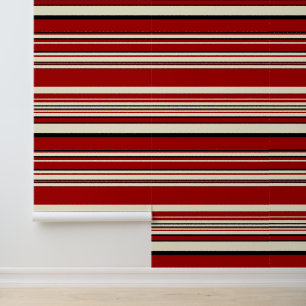 Complexe strepen - Rood & Crème Behang