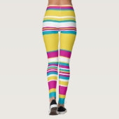 Complexe strepen — Turquoise, Geel, Roze en wit Leggings (Achterkant)