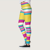 Complexe strepen — Turquoise, Geel, Roze en wit Leggings (Links)