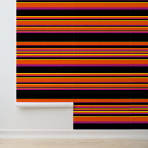 Complexe strepen - zwart, roze, Oranje en geel Behang