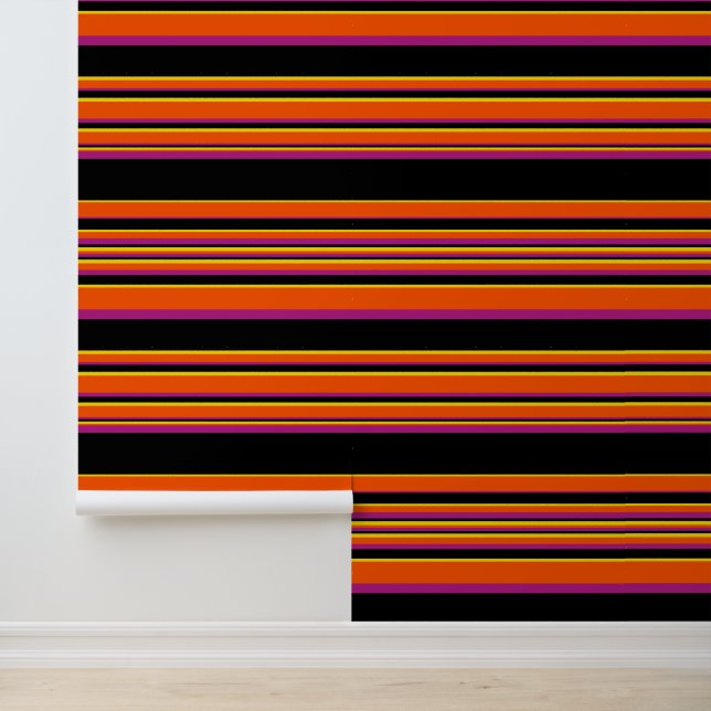 Complexe strepen - zwart, roze, Oranje en geel Behang (Applicatie)