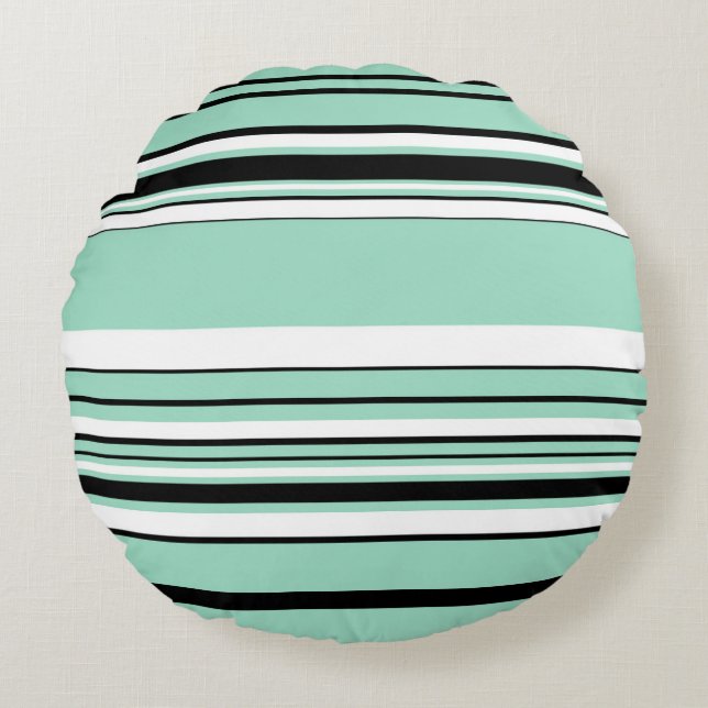 Complexe Stripes - groen (Mint) Rond Kussen (Voorkant)