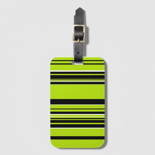 Complexe Stripes - Lime Green Bagagelabel (Voorkant (verticaal))