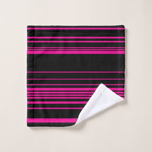 Complexe stripes - magenta en zwart bad handdoek (Wasdoekje)