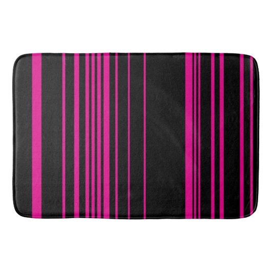 Complexe stripes - magenta en zwart badmat (Voorkant)