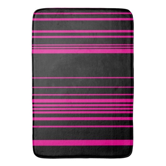 Complexe stripes - magenta en zwart badmat (Voorkant Verticaal)
