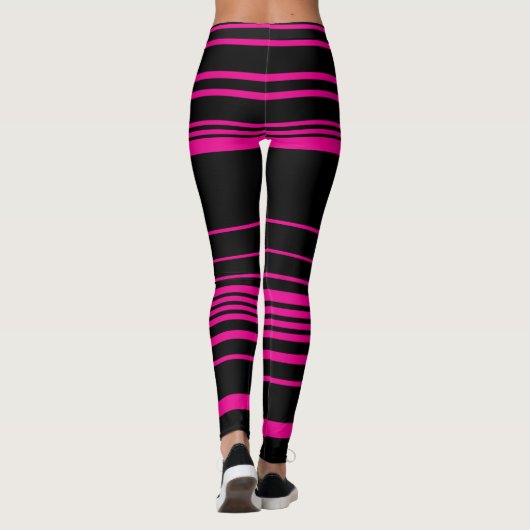 Complexe stripes - magenta en zwart leggings (Achterkant)