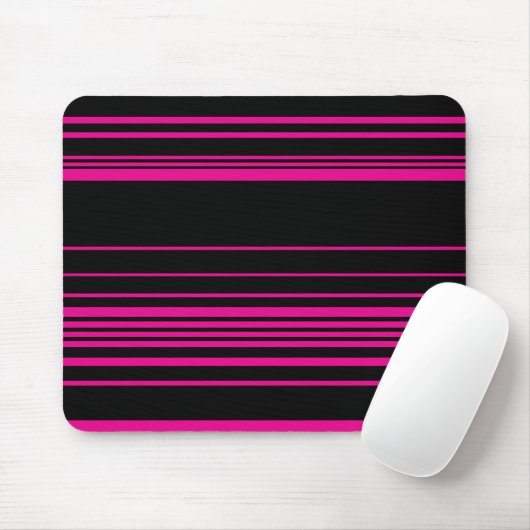 Complexe stripes - magenta en zwart muismat (Met muis)