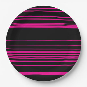 Complexe stripes - magenta en zwart papieren bordje
