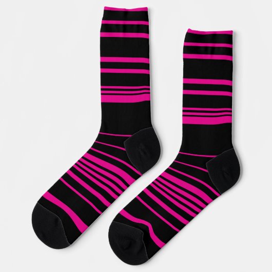 Complexe stripes - magenta en zwart sokken (Links)