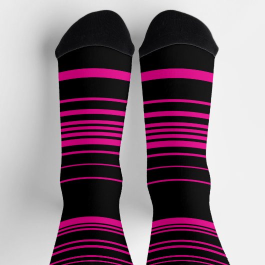 Complexe stripes - magenta en zwart sokken (Top)