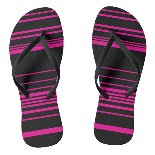 Complexe stripes - magenta en zwart teenslippers (Voetbed)